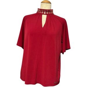 Michael Michael Kors Short Sleeve Blouse Red Medium